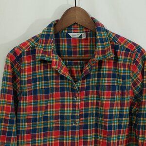 Woolrich Women’s Plaid Flannel Button Down Shirt L/G – Multicolor Tartan Check